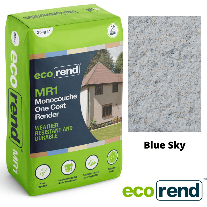 RD00909 EcoRend MR1 EcoRend Monocouche One Coat Render- 25kg Blue Sky Pallet 40 x Bags / 7 Working Days EcoRend Monocouche Render