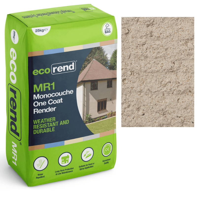 RD00894 EcoRend MR1 EcoRend Monocouche One Coat Render- 25kg Moonstone 25kg - Price Per Bag / 7 Working Days EcoRend Monocouche Render