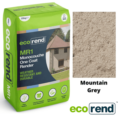 RD00896 EcoRend MR1 EcoRend Monocouche One Coat Render- 25kg Mountain Grey 25kg - Price Per Bag / 3-5 Working Days EcoRend Monocouche Render