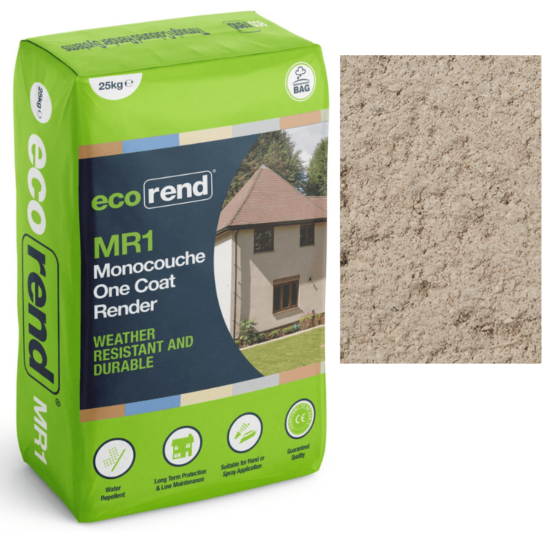 RD00896 EcoRend MR1 EcoRend Monocouche One Coat Render- 25kg Mountain Grey 25kg - Price Per Bag / 3-5 Working Days EcoRend Monocouche Render