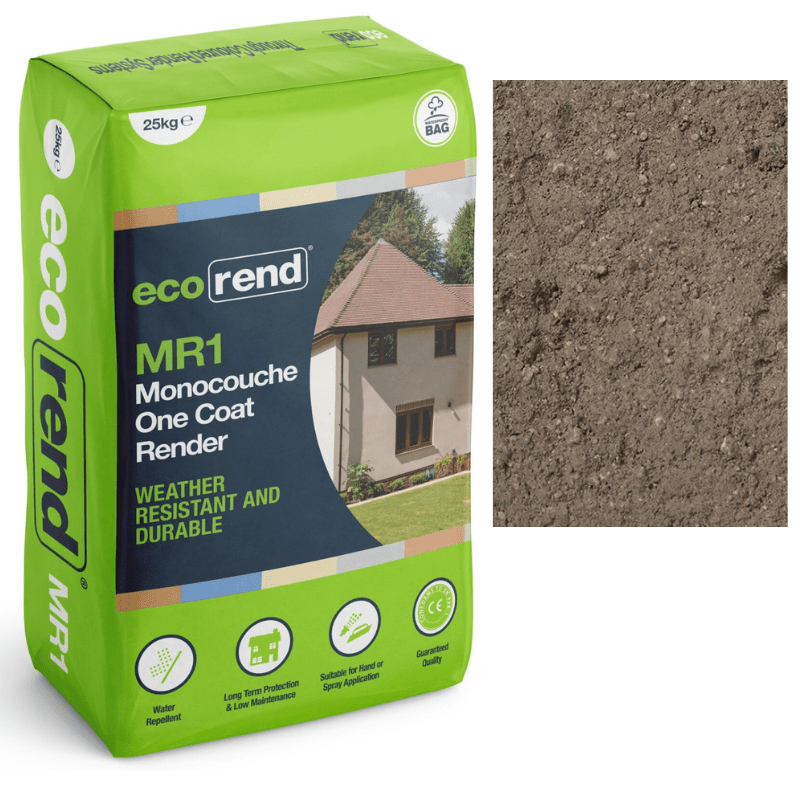 RD00897 EcoRend MR1 EcoRend Monocouche One Coat Render- 25kg Platinum Metal 25kg - Price Per Bag / 7 Working Days EcoRend Monocouche Render