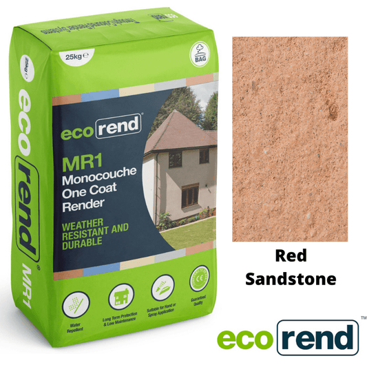 RD00912 EcoRend MR1 EcoRend Monocouche One Coat Render- 25kg Red Sandstone Pallet 40 x Bags / 7 Working Days EcoRend Monocouche Render