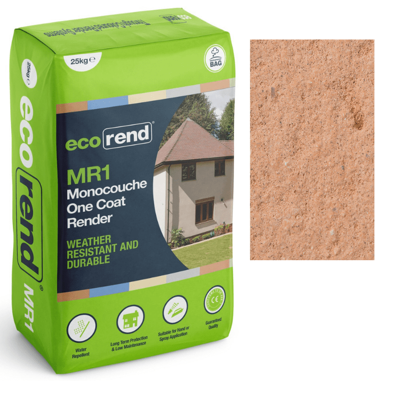 RD00912 EcoRend MR1 EcoRend Monocouche One Coat Render- 25kg Red Sandstone Pallet 40 x Bags / 7 Working Days EcoRend Monocouche Render