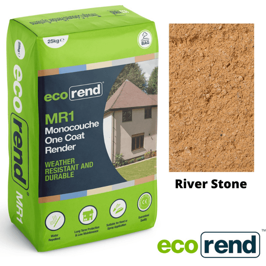 RD00884 EcoRend MR1 EcoRend Monocouche One Coat Render- 25kg River Stone Pallet 40 x Bags / 7 Working Days EcoRend Monocouche Render