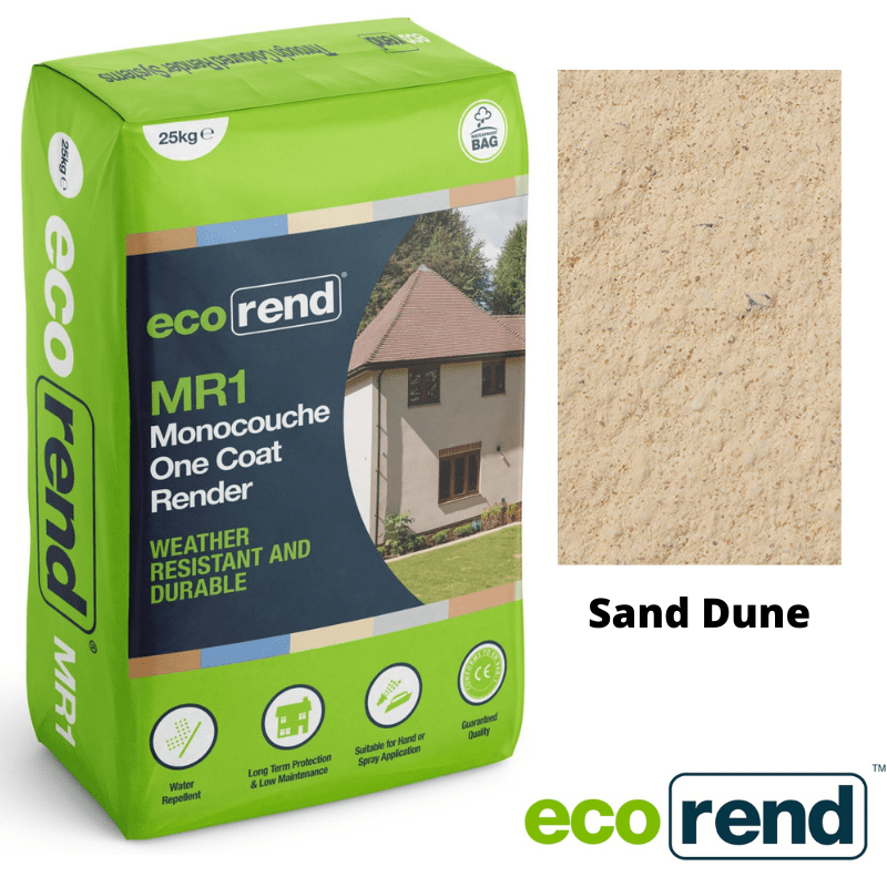 RD00876 EcoRend MR1 EcoRend Monocouche One Coat Render- 25kg Sand Dune Pallet 40 x Bags / 7 Working Days Cement, Mortar & Concrete Mixes