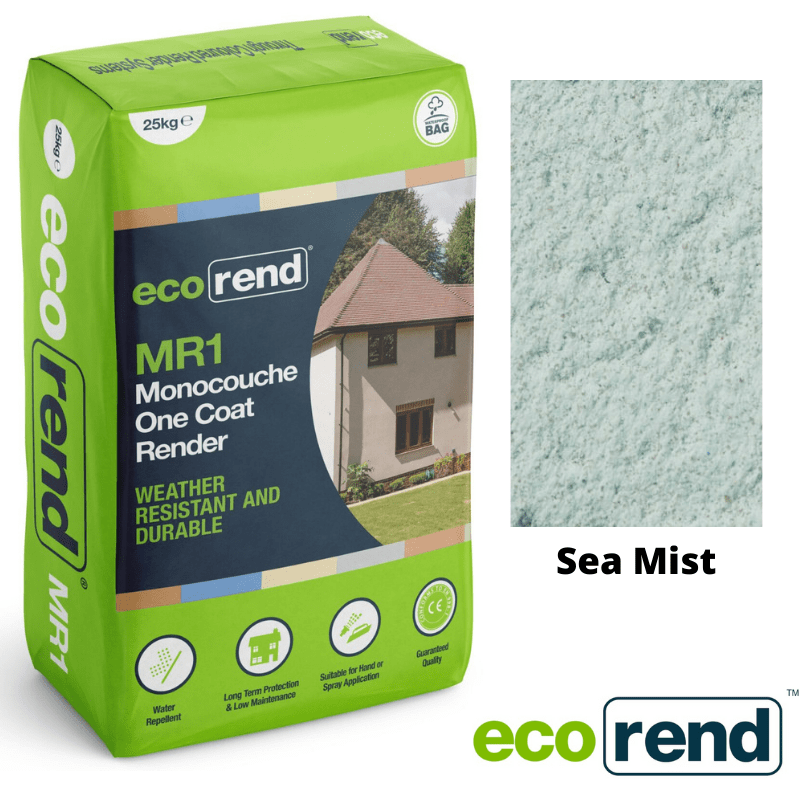 RD00891 EcoRend MR1 EcoRend Monocouche One Coat Render- 25kg Sea Mist Pallet 40 x Bags / 7 Working Days EcoRend Monocouche Render