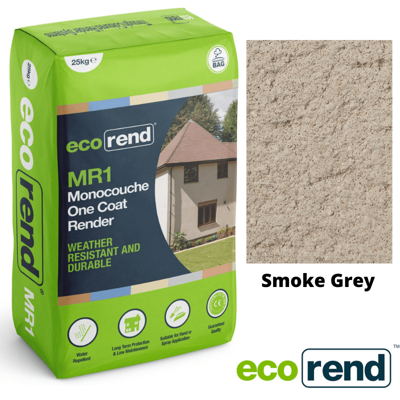 RD00895 EcoRend MR1 EcoRend Monocouche One Coat Render- 25kg Smoke Grey 25kg - Price Per Bag / 3-5 Working Days EcoRend Monocouche Render