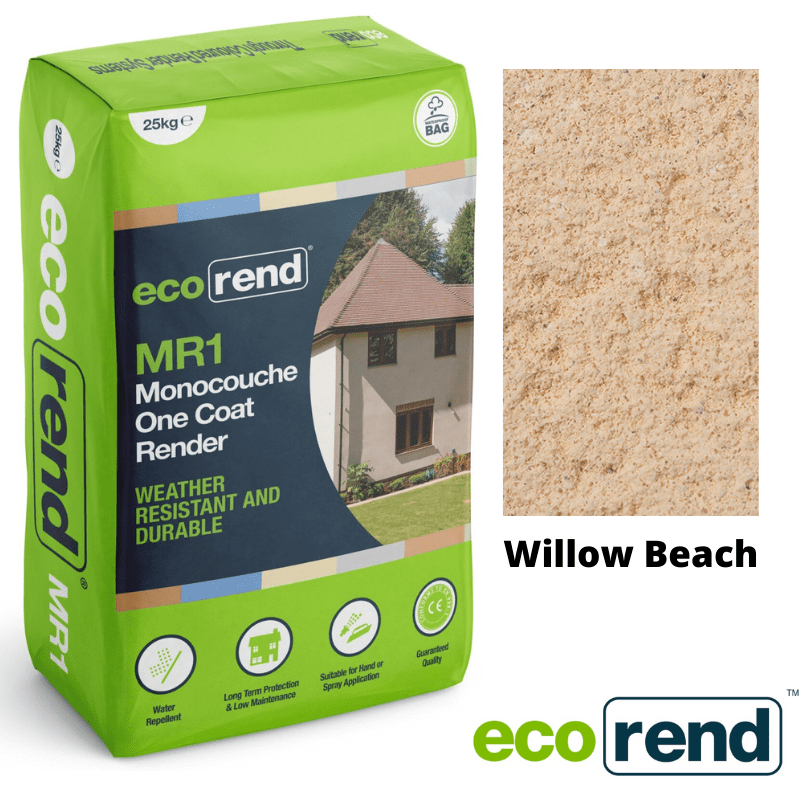 RD00875 EcoRend MR1 EcoRend Monocouche One Coat Render- 25kg Willow Beach Pallet 40 x Bags / 7 Working Days EcoRend Monocouche Render