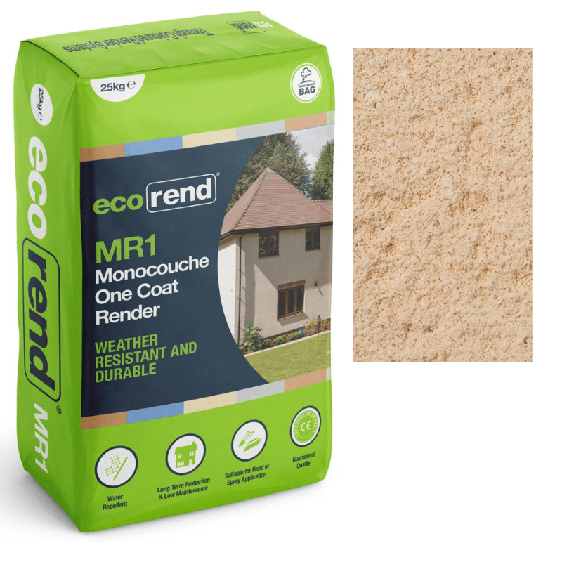 RD00875 EcoRend MR1 EcoRend Monocouche One Coat Render- 25kg Willow Beach Pallet 40 x Bags / 7 Working Days EcoRend Monocouche Render