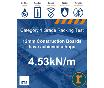 RD00933 STS STS Render Carrier Construction Board 2400 x 1200 x 6mm 2400 x 1200 x 6mm - Price Per Sheet / 5 Working Days Y-Wall