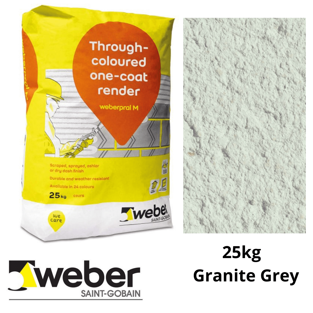 Weberpral M One Coat Render - Granite Grey 25kg - Builders Merchant Direct