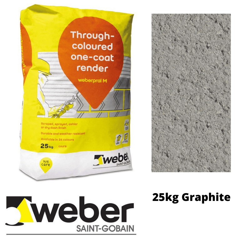 Weberpral M Through Coloured One Coat Render 25kg - Graphite - RendersDirect