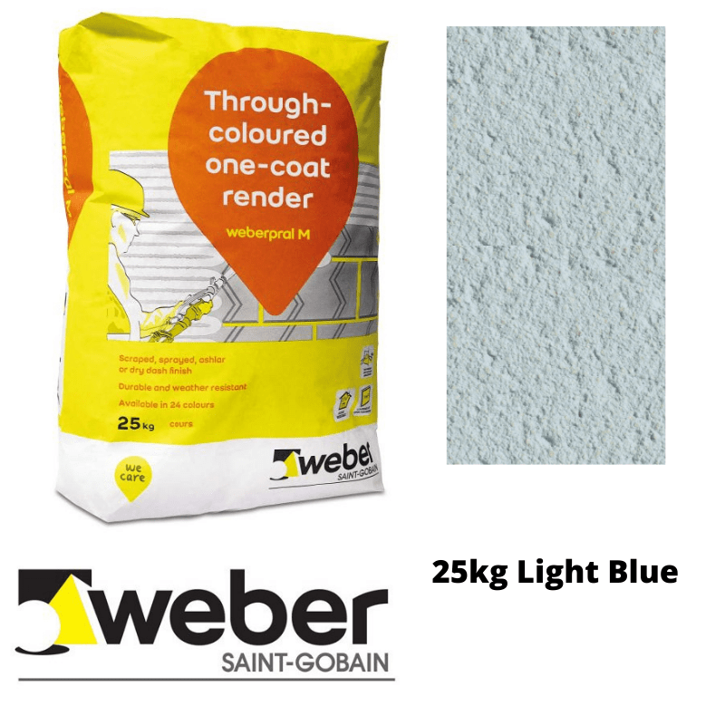 Weberpral M Through Coloured One Coat Render 25kg - Light Blue - RendersDirect