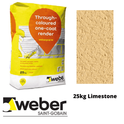 Weberpral M Through Coloured One Coat Render 25kg - Limestone - RendersDirect
