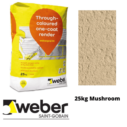 Weberpral M Through Coloured One Coat Render 25kg - Mushroom - RendersDirect