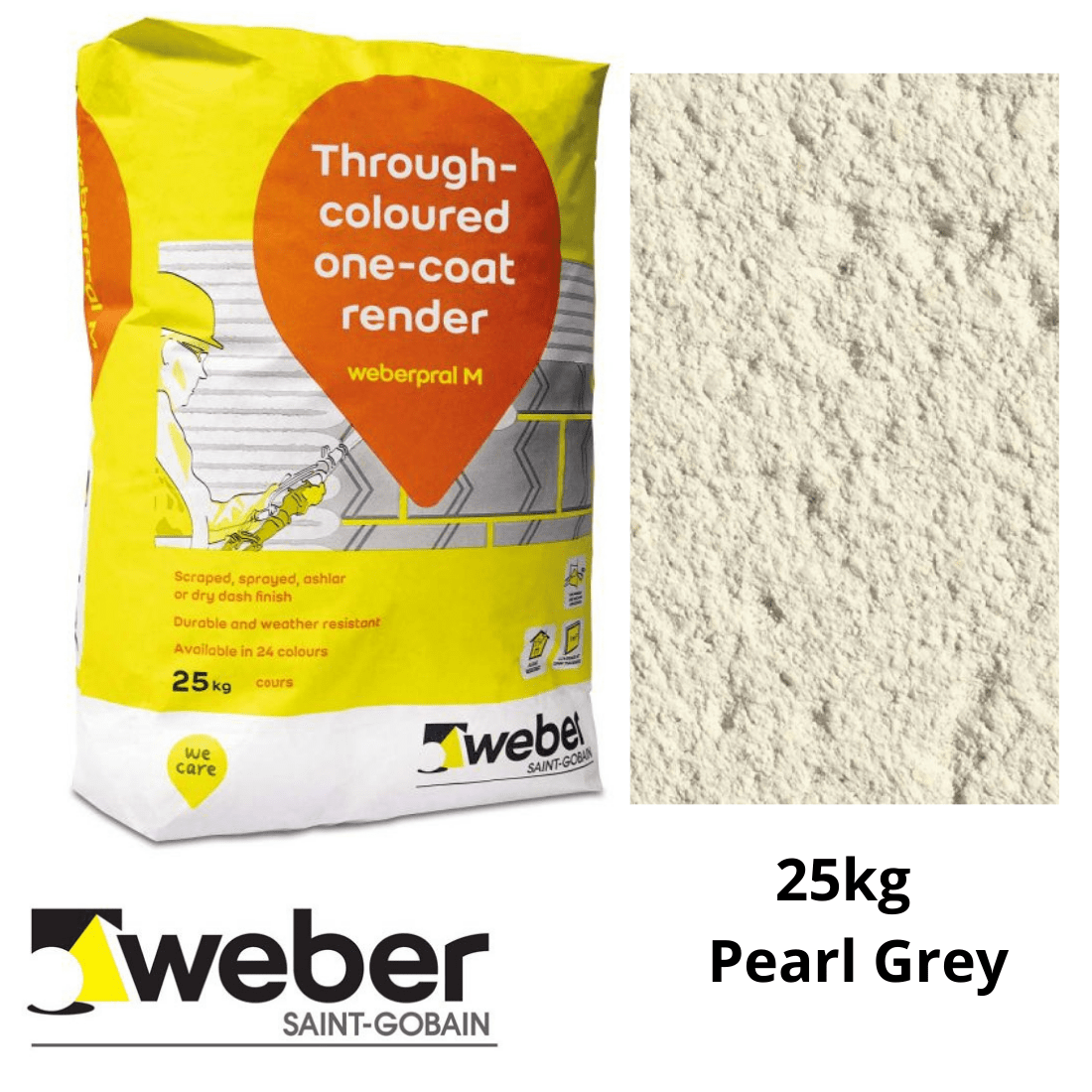 Weberpral M One Coat Render - Pearl Grey  25kg - Builders Merchant Direct