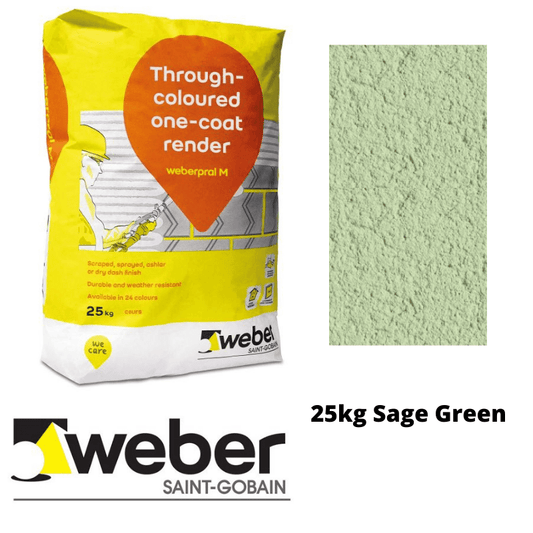 Weberpral M Through Coloured One Coat Render 25kg - Sage Green - RendersDirect