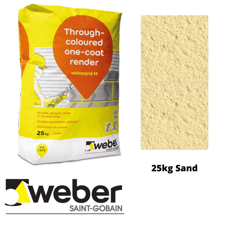 Weberpral M Through Coloured One Coat Render 25kg - Sand - RendersDirect