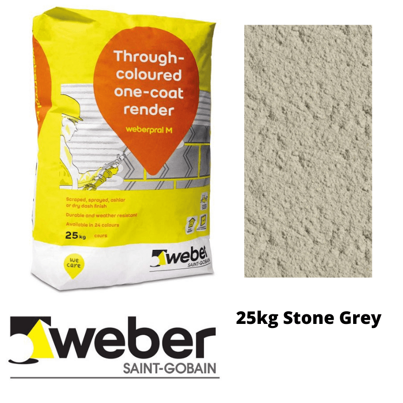 Weberpral M Through Coloured One Coat Render 25kg - Stone Grey - RendersDirect
