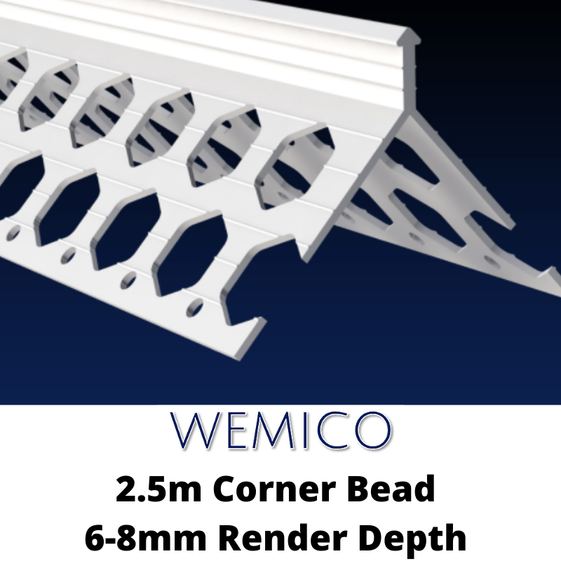 RD00778 Wemico Wemico C6 PVC Corner Bead 2.5m - White 2.5m - 5 per pack Corner Bead